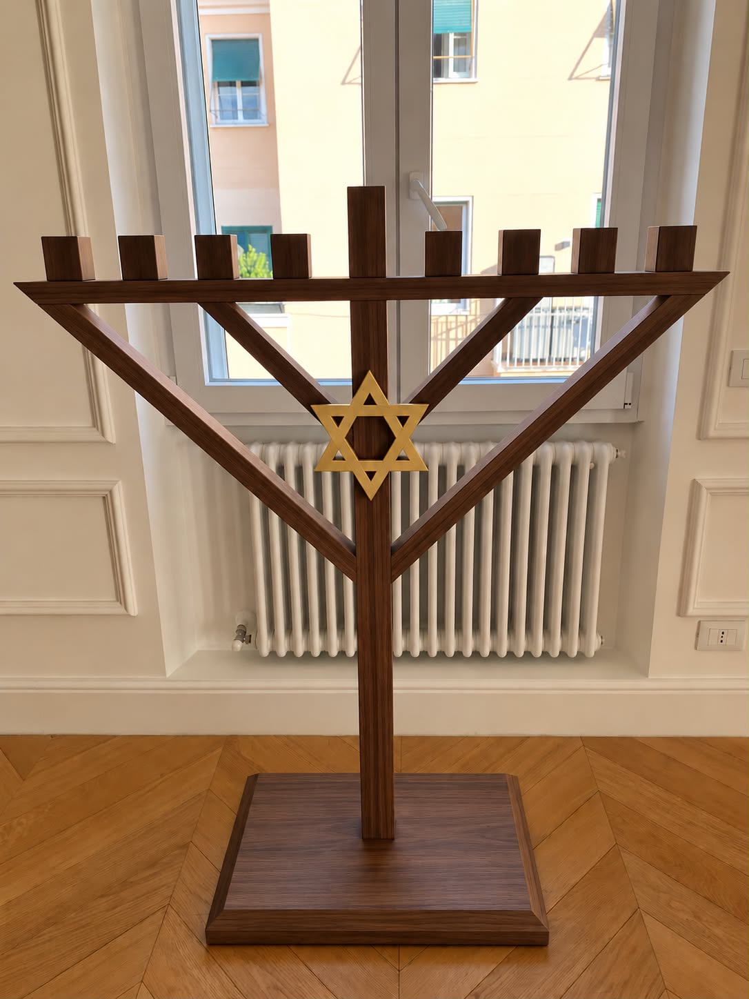 Handmade Wood Hanukkiah, 130 cm — Crafted by a Jewish Family Workshop in Rome-Made in Italy 🇮🇹🕎🎁