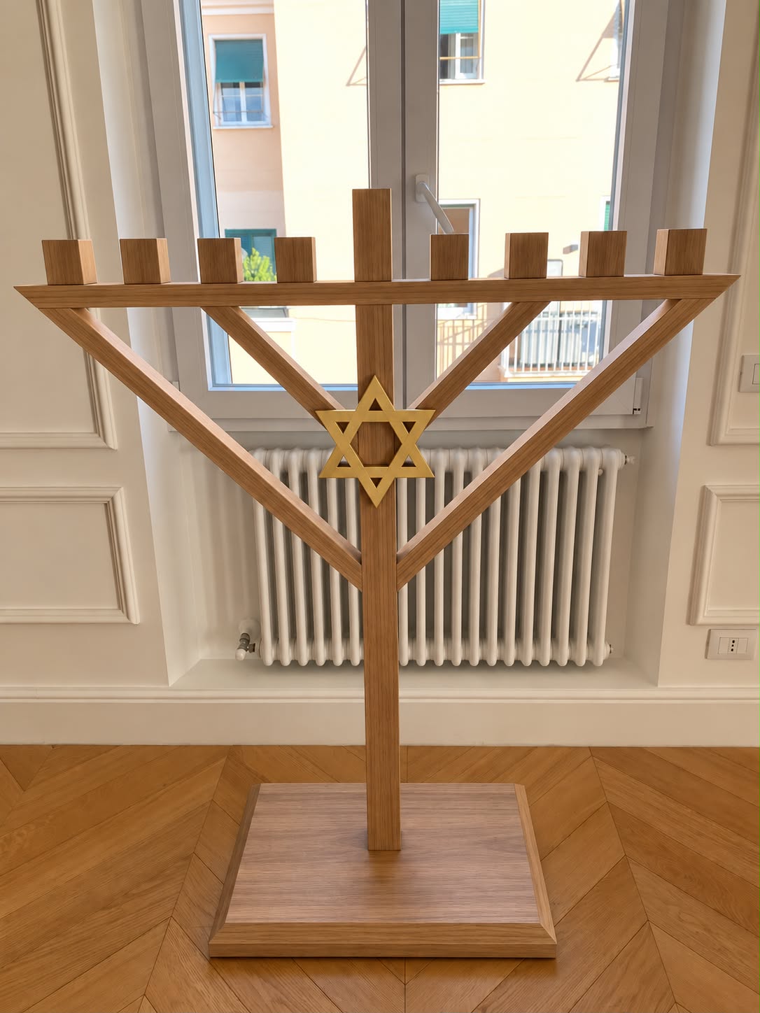 Handmade Wood Hanukkiah, 130 cm — Crafted by a Jewish Family Workshop in Rome-Made in Italy 🇮🇹🕎🎁